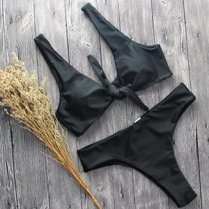 Black high waisted bikini set
